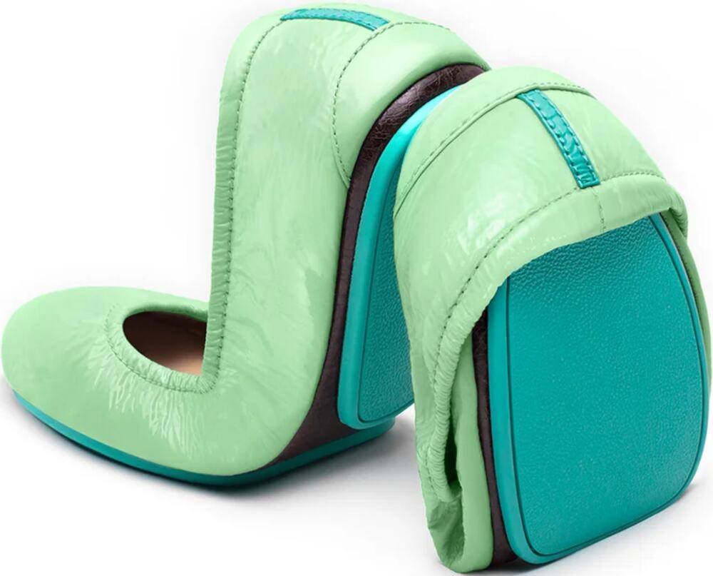 Tieks Mint Patent Full-Grain Leather Ballet Flats Split Sole Packable Mint 9